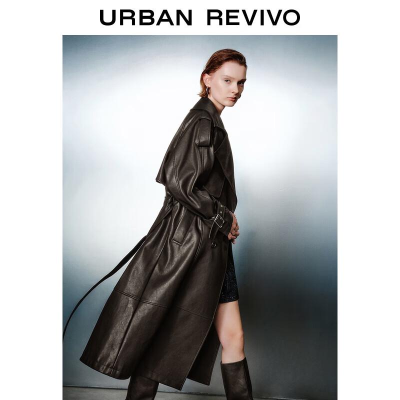 UR 2025 Autumn Women's Retro Double-Breasted Belted Coat