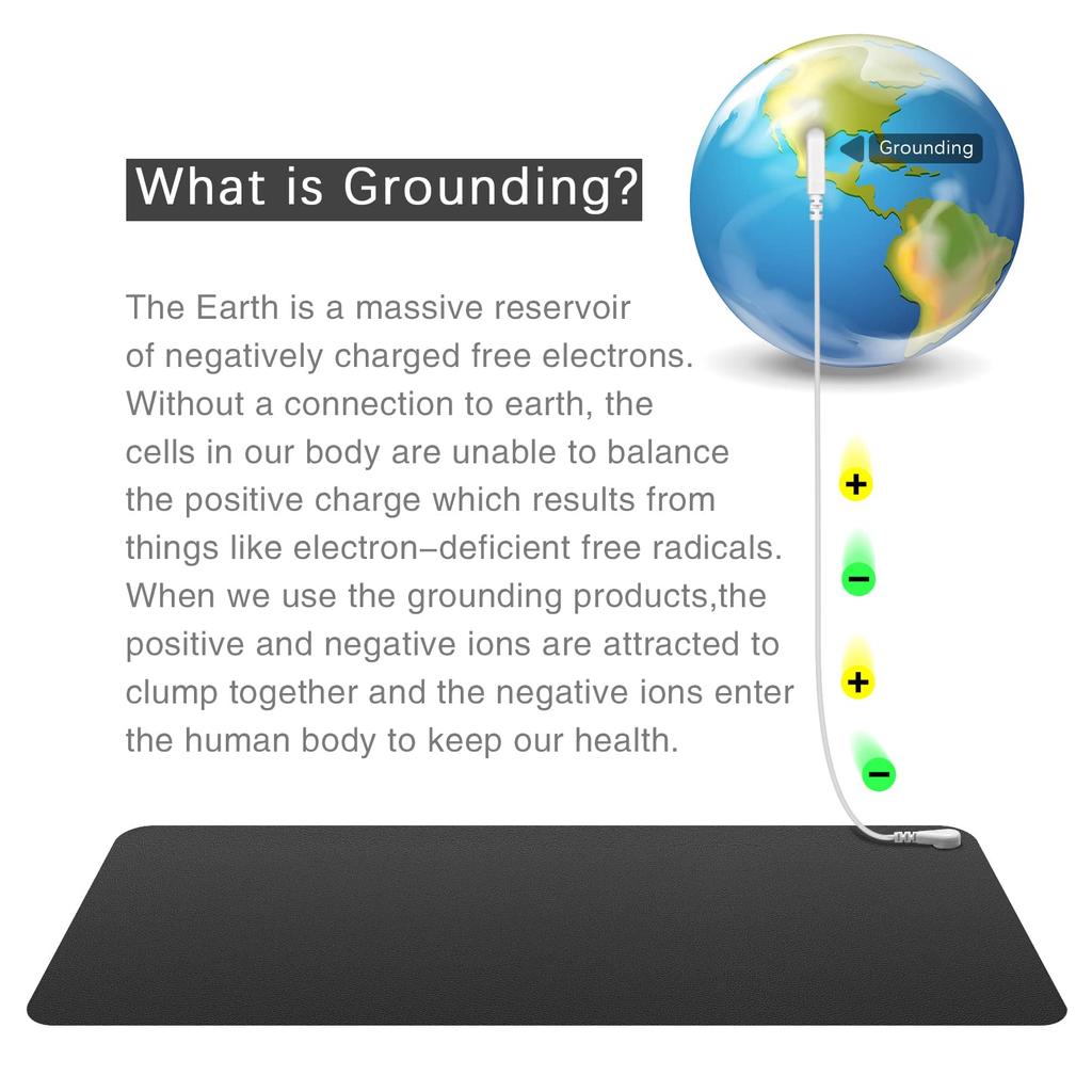 Grounding Mat,Mat Improves Sleep, 15ft Grounding CordGrounding Pad Kit, Earth Therapy for Foot Mat,Computer Mat, Sleep Mat, Pet Mat,(26.7 X 10 Inch)