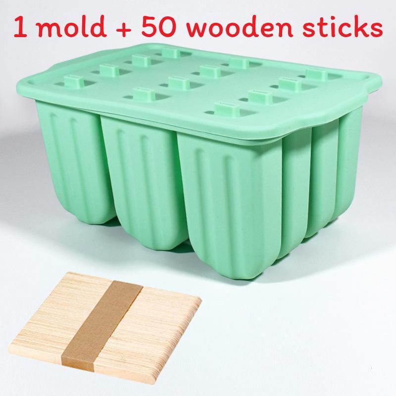 Silicone Ice Cream Molds 12cavity With Lids For Homemade Frozen Treats