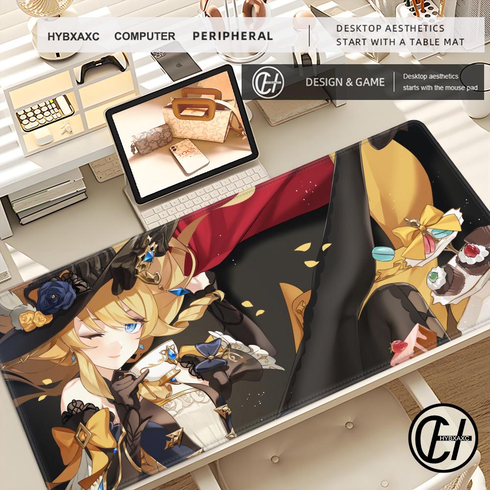 Genshin Clorinde Navia Mouse Pad Genshin Impact Large XXL Mousepad Computer Keyboard Padding Anime Gaming Accessories Desk Mat 800x400x2mm