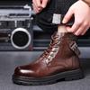 Men Winter Casual Boots Fashion Mens Warm Plush High Top Boots, Fashionable Korean Version Comfort Outdoor Motorcycle Business Leather