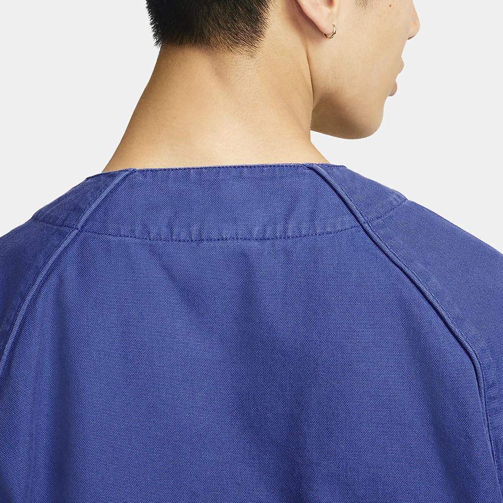 Nike SB Solid Color Single-Breasted Logo Embroidery Slim-Fit Straight-Cut Short-Sleeve Baseball Jacket Unisex Outerwear Blue DQ6283-455