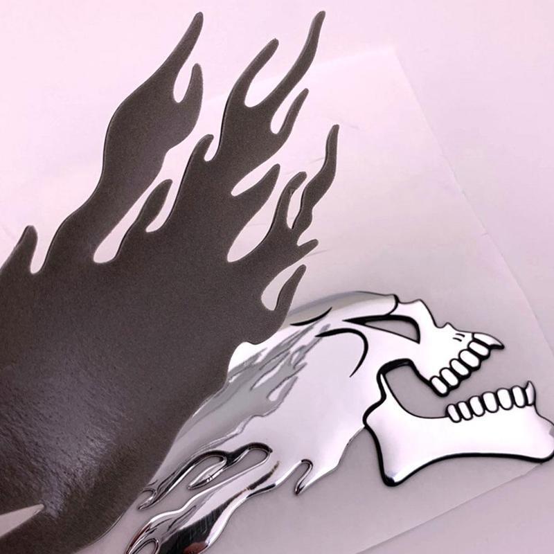 Car Motorcycle Sticker 3D Flame Ghost Skull Head Emblem Decals Auto Styling Decoration Decals Auto Exterior Decor Accessories