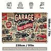 Retro Garage Car Show Tapestry American Auto Repair Wall Art for Home