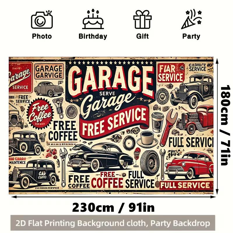Retro Garage Car Show Tapestry American Auto Repair Wall Art for Home