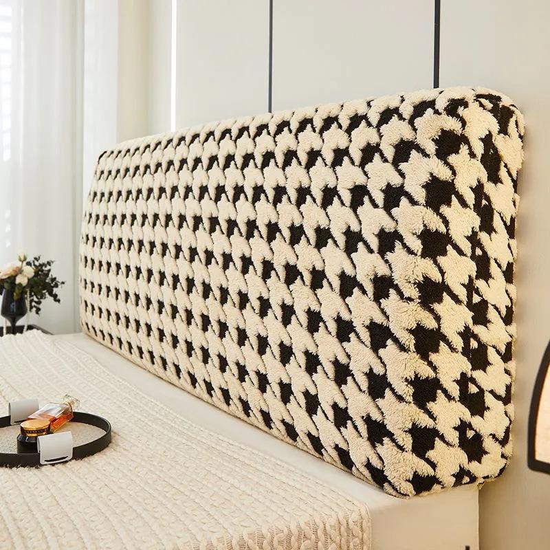 Fast Charging Unisex White/Gray/Green Premium Headboard Cover With Thousand Bird Grid Plush Dustproof Bedhead Protective Cover Skin Friendly Versatile And Universal