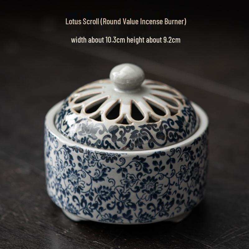 Blue & White Incense Burner: Aromatherapy Coil & Agarwood Fumigation, Indoor Sandalwood Burner, Creative Home Ornament.