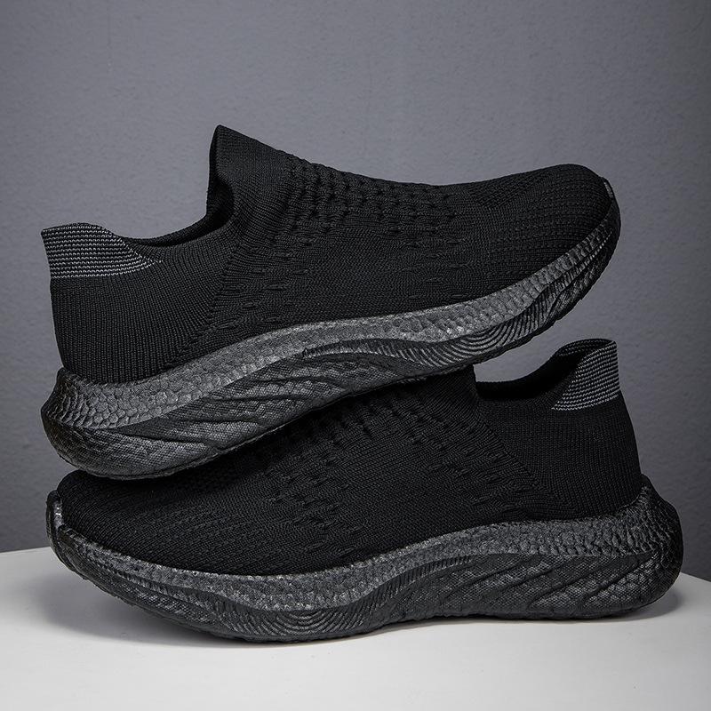 Men's Shoes New Casual Sports Shoes Running Shoes Soft-soled Lazy Shoes Trendy Fly-woven One-pedal Single Shoes