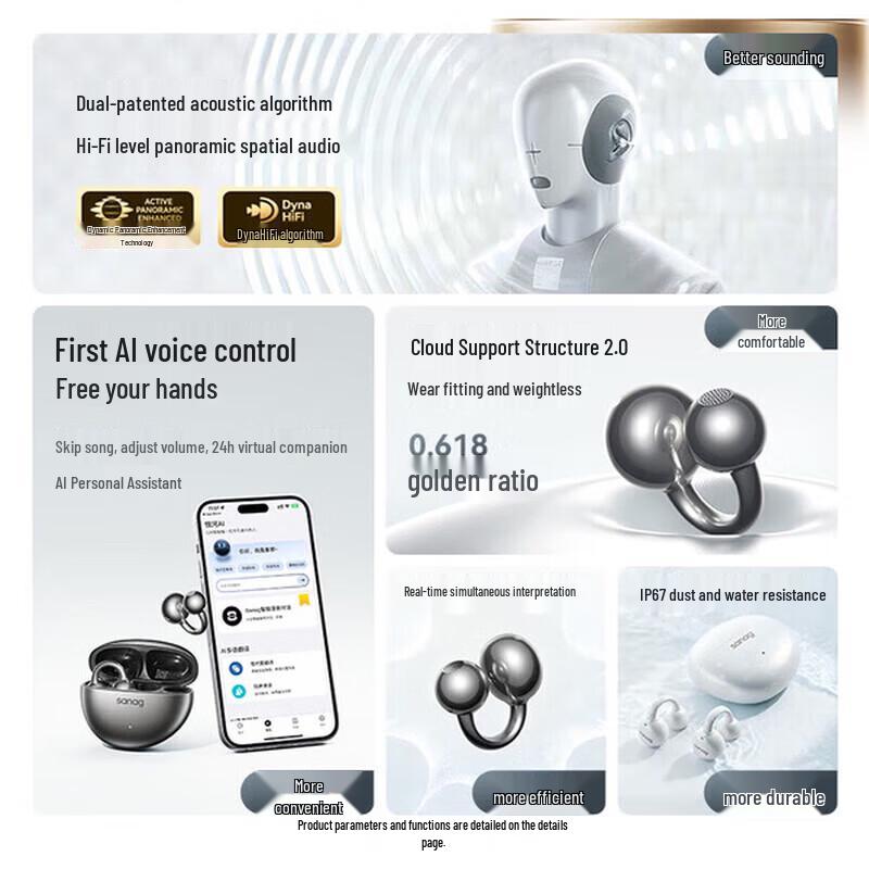 SANAG S7SUltra Open-Ear Clip Bluetooth Headset