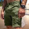 Yousheng Men Cargo Shorts Mid-rise Button Zipper Fly Casual Shorts with Multi Pockets Solid Color Straight Wide Leg Summer Shorts
