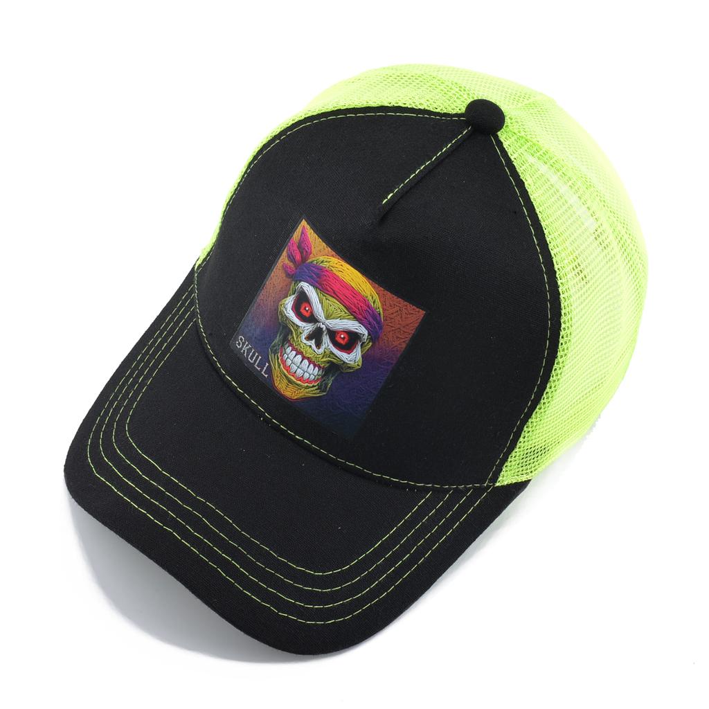 Summer Baseball Cap Outdoor Breathable Mesh Trucker Cap Men Women Printing Skull Snapback Hip Hop Caps Adjustable Visor Cap