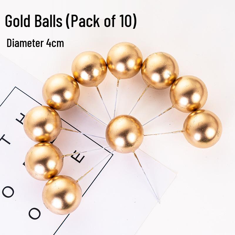 100pcs Cake Toppers: Gold, Silver, and Colorful Balls for Birthday Party Decorations