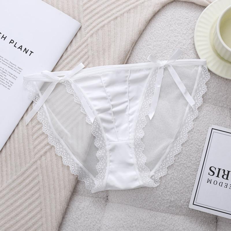 Ladies Sweet Lace Pure Desire Mesh Bow Briefs Panties