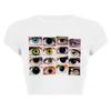 European, American English slogans Printed sexy exposed navel short T-shirt fashionable round neck slim slim top women's multi-picture