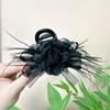 Elegant High-End Black Camellia Feather Hair Claw Clip