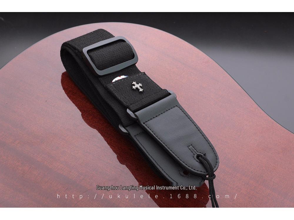 Cotton Folk Acoustic Guitar Strap with Pick Holder - Musical Instrument Accessories for Electric Guitar & Bass