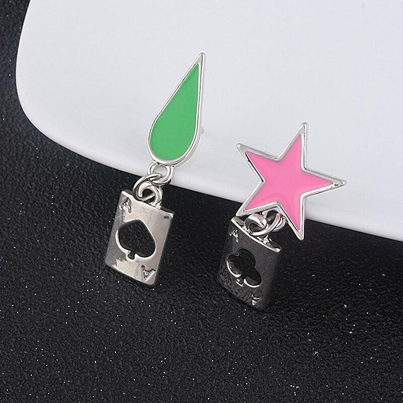 Anime HUNTER Hisoka Cool Poker Pendant Earrings Cosplay Jewelry Accessories