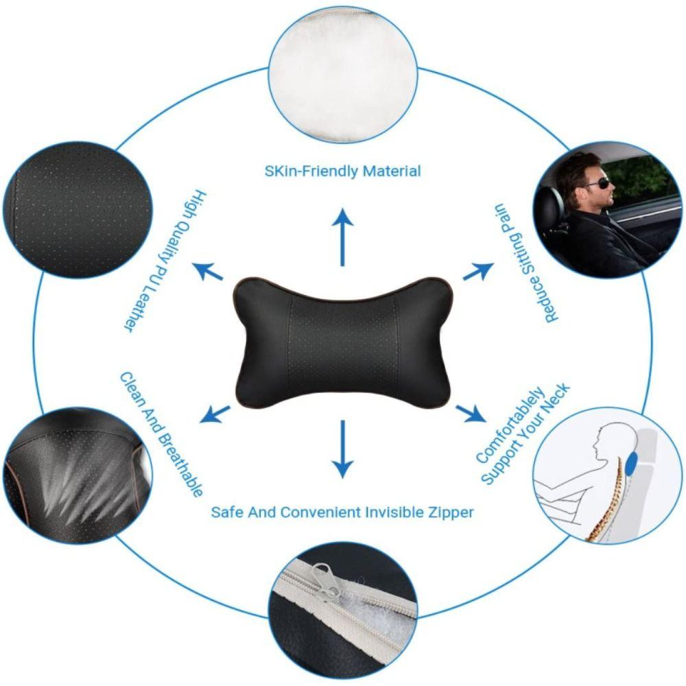Comfortable Auto Seat Head Neck Rest Cushion PU Leather Headrest Pillow Pad  Car Decoration