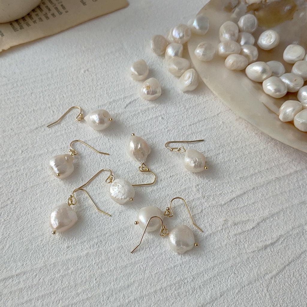 Baroque freshwater special-shaped pearl earrings irregular shape hand-made earrings temperament earrings