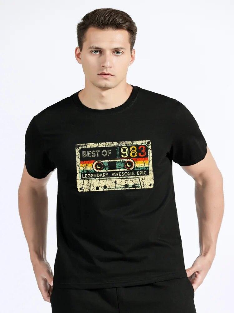 Birthday T Shirts for Unisex Women 1983 Old T Shirt Cotton Short Sleeve Graphic Tshirt Casual Clothing Oversized Tee Streetwear