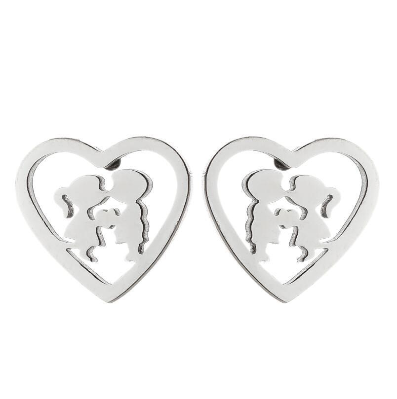 Stainless Steel Hip-Hop Punk Smiley Face & Cupid Angel Earrings