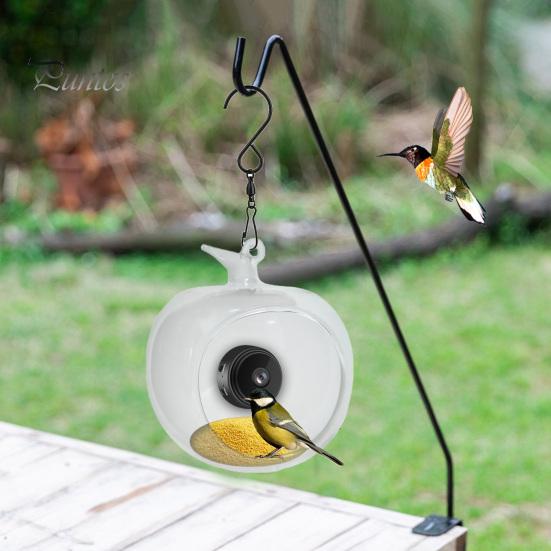 

Умная кормушка для птиц с видеокамерой 1080P для съемки крупным планом Wi-Fi-соединение Открытый сад Окно Наблюдение за поведением птиц Прямая трансляция птиц белый