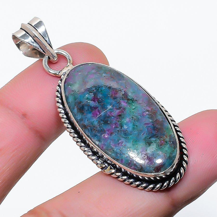 Natural Ruby Fuchsite Gemstone 925 Sterling Silver Jewelry Pendant 1.97 AP-14801
