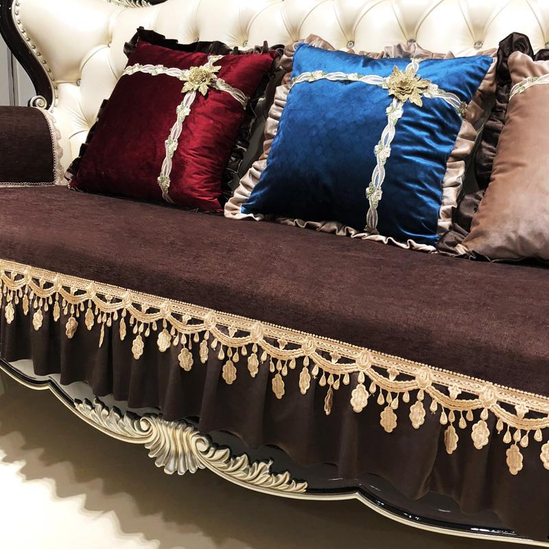 

Европейская подушка для дивана из шенилла, однотонный чехол, универсальный для четырех сезонов, нескользящий, украшение для гостиной, чехол для дивана 50x60