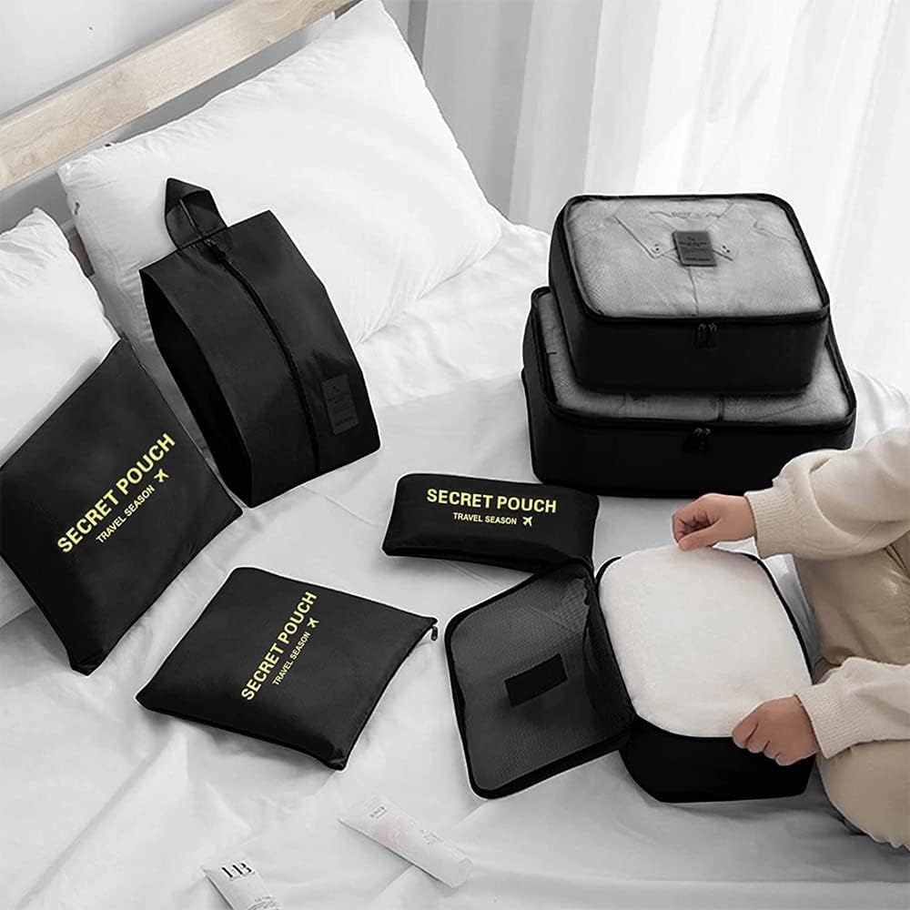 7 Set Packing Cubes Packing Organizers Travel Luggage Organizers for Suitcase Travel Accessories with Laundry Bag & Shoe Bag