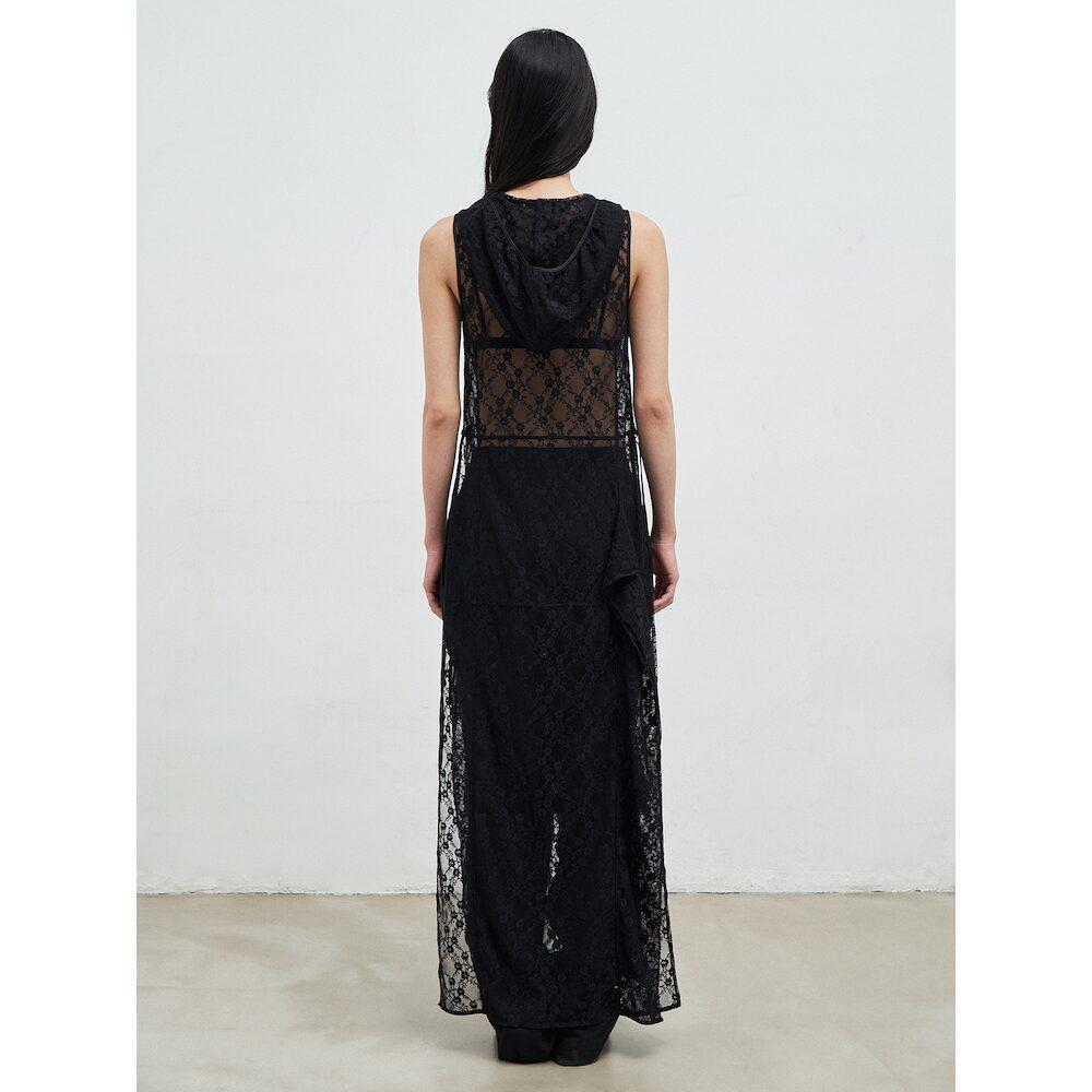 Anggae Lace Hooded Layering Dress Black