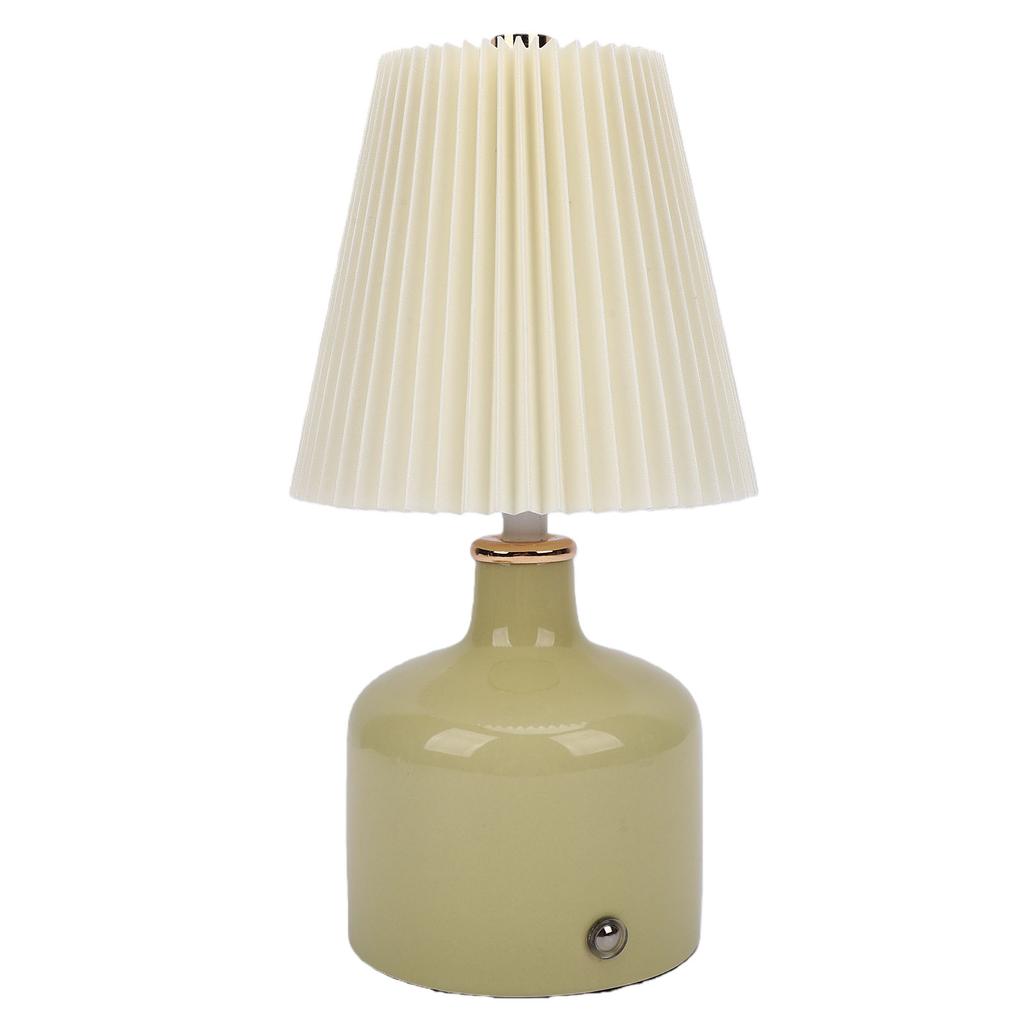 Pleated Desk Lamp Rechargeable Vintage Night Light for Bedside Table Nightstand 3 Color Temperatures