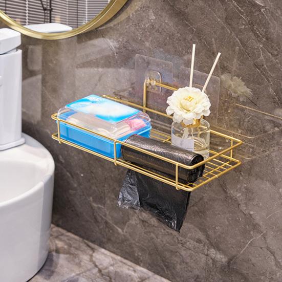 Adhesive Storage Rack Wall Mounted Large Capacity Rack with Hollow Drainage Anti-Rust Organizer for Bathroom Kitchen