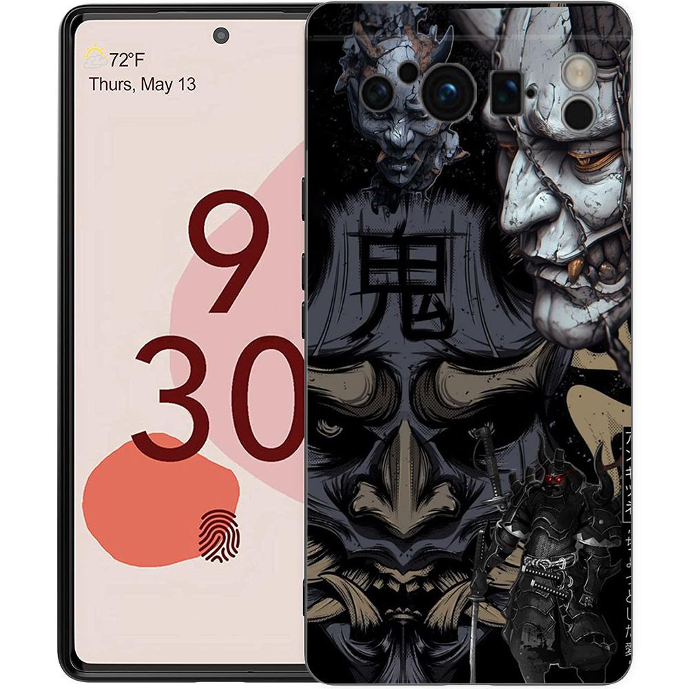 

Japan Ghost Face Samurai Phone Case For Google Pixel 10 9 8 7 6 Pro XL 9A 8A 6A 7A 5G Soft Shockproof TPU Black Cover Pixel 10 Pro