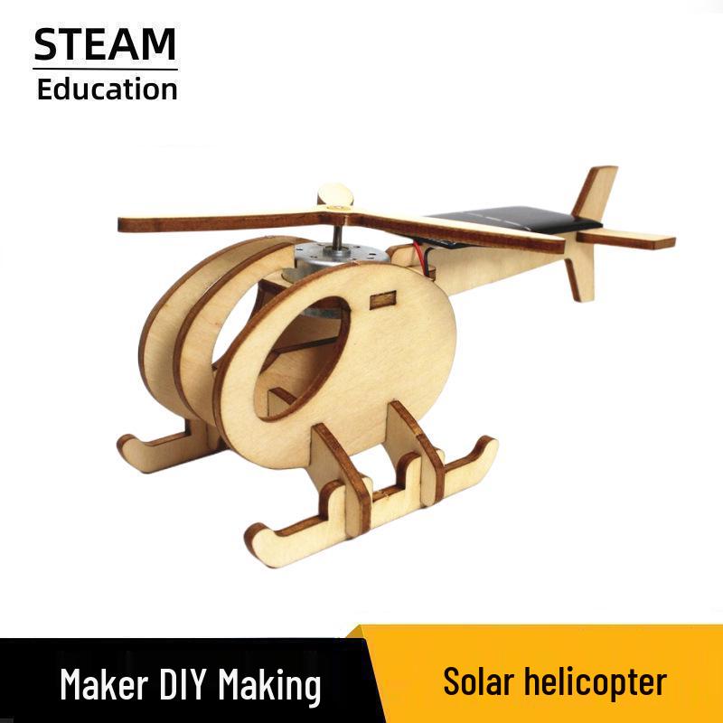 Handmade Solar-Powered Helicopter Kit for Children s Science Experiment Wooden