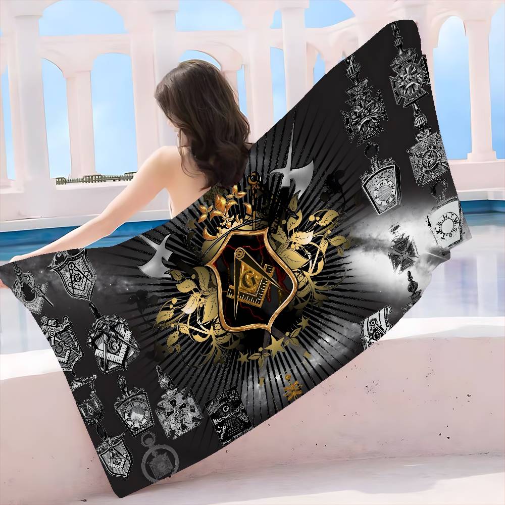 Freemason Illuminati Anime Bath Towel Microfiber Soft Water Absorbing Breathable For Girl Kids Decorative Cartoon Beach Towel