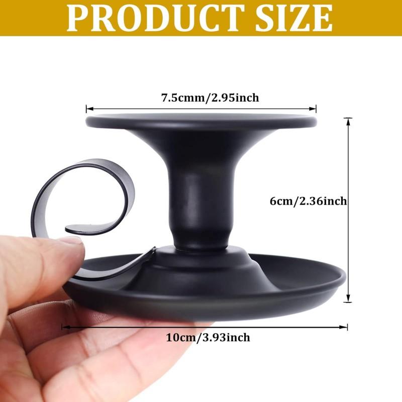 Vintage Metal Pillar Candle Holder Curved C Handle, Bronze & Matte Black Candlestick with Wax Catching Tray for Home Table