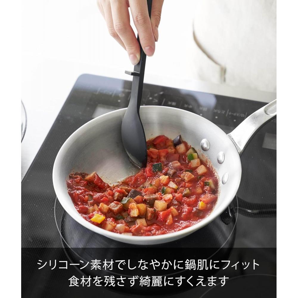 Yamazaki Silicone Cooking Spoon S Black W5.5 D2.5 H25cm Tower diShwaSher Safe