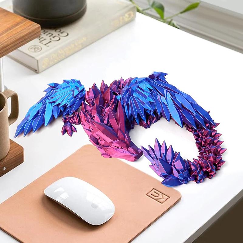 3D Printed Flying Dragon Articulated Dragon Western Style Joint Movable Dragon Model Home Desktop Craft Ornament