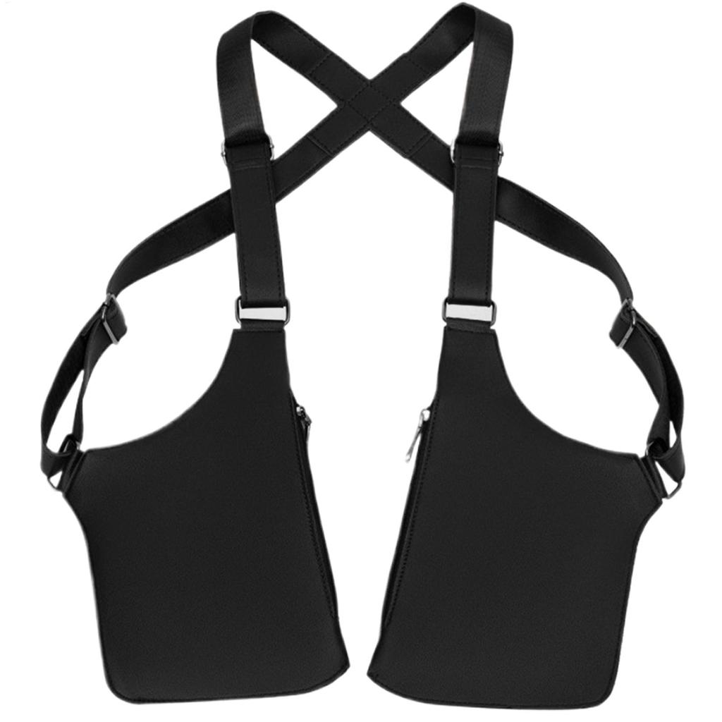 Men's Tacticals Vest Bag High Quality PU Leather Man Chest Bag Phone Pouch Vintage Design Underarm Back Pack Bags