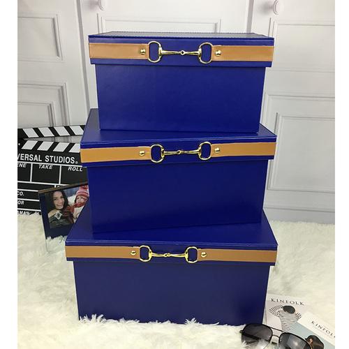 Luxury  Pu Leather Orange Storage Bins Colorful Storage Box  Organizer Containers Baskets with Cover Handles