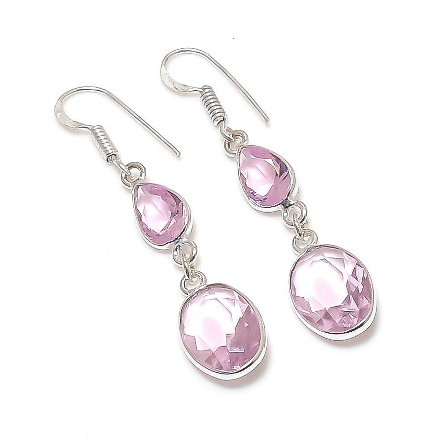 

Natural Pink Kunzite Gemstone 925 Sterling Silver Jewelry Earring 1.97 W5C29