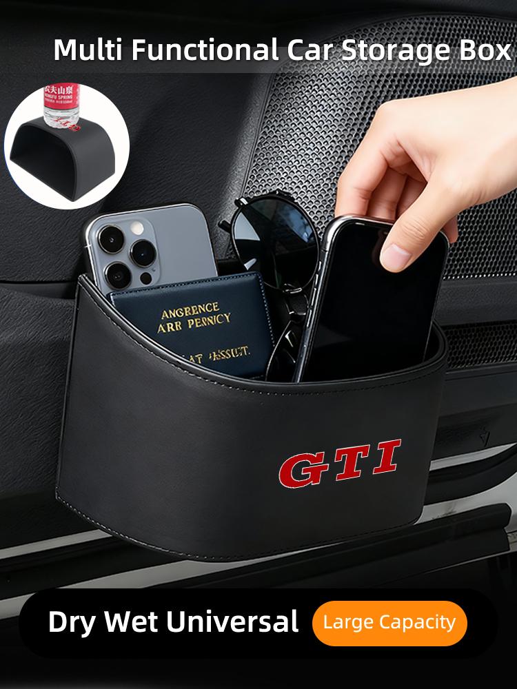 Car Trapezoidal Sloped Black Leather Door Multi-Functional Storage Compartmen For Volkswagen VW Golf 4 6 7 GTI Tiguan Passat B5 BIV1