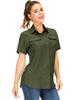 Dames 2026 Sneldrogend Kortmouwig Shirt - Effen Kleur, Borstzak met Klep, Ademend, Casual Outdoor Europees & Amerikaans Zomerstijl