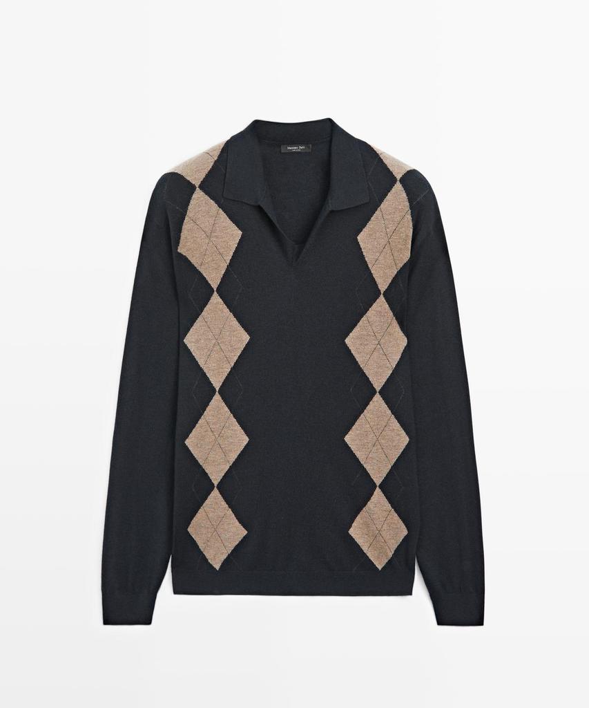 Masimodutti Wool Blend Diamond Jersey Polo