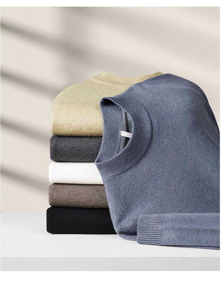 Men's Heavyweight Half-High Collar Velvet Sweater - Thick, Warm, Knitted Base Layer for Winter