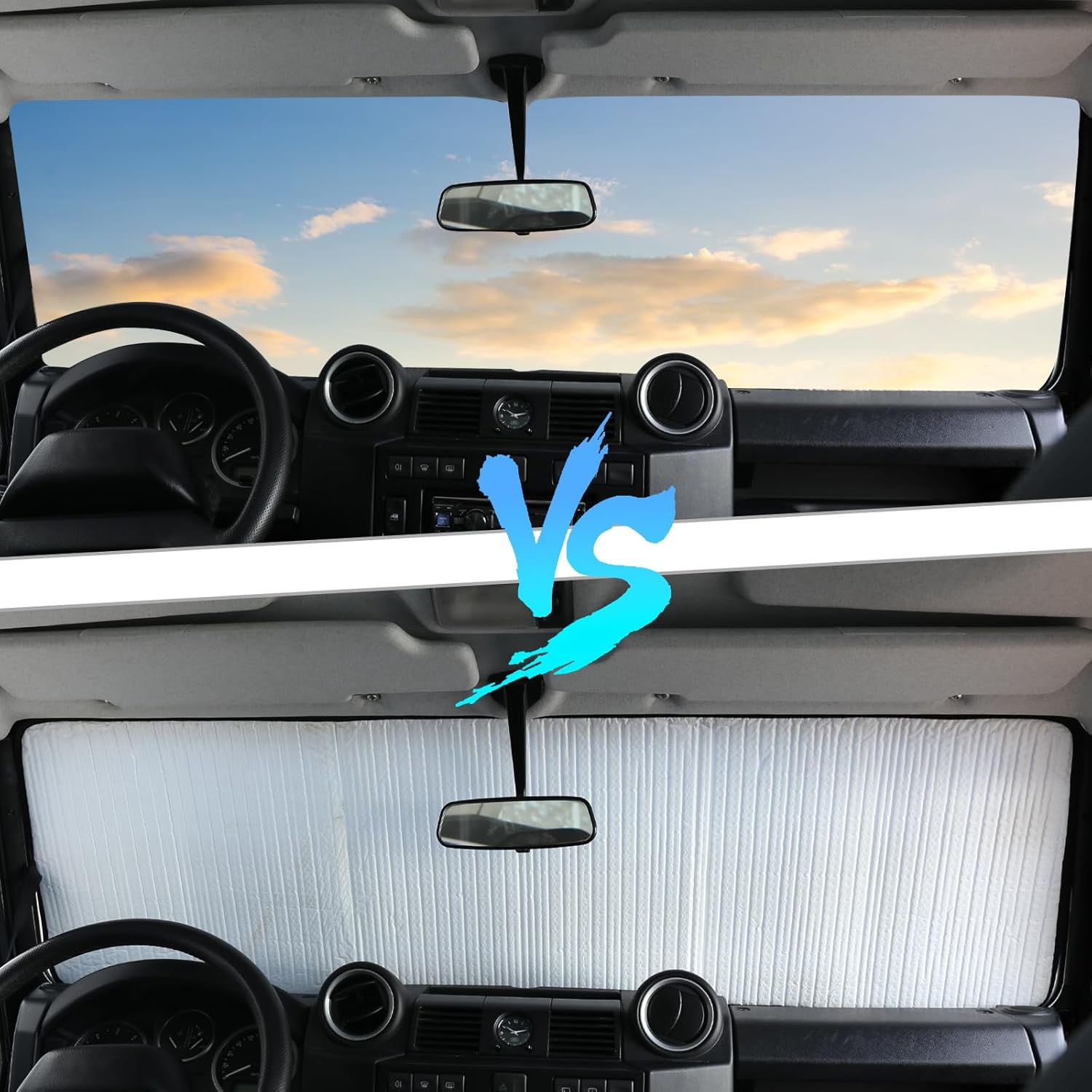 

Windshield Sun Shade for Land Rover Defender 90 110 130 Accessories Car Silver Thicken 5-Layer UV Reflector Auto Front Window Sunshade Visor Shield