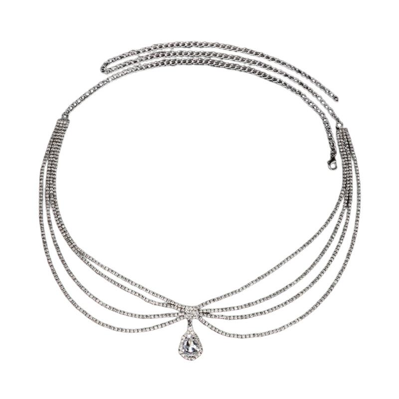 Chain Belt For Women Waist Chain Belt Water Drop Chain Belly Chain For Dress Western Rhinestones Belt Waist Chain
