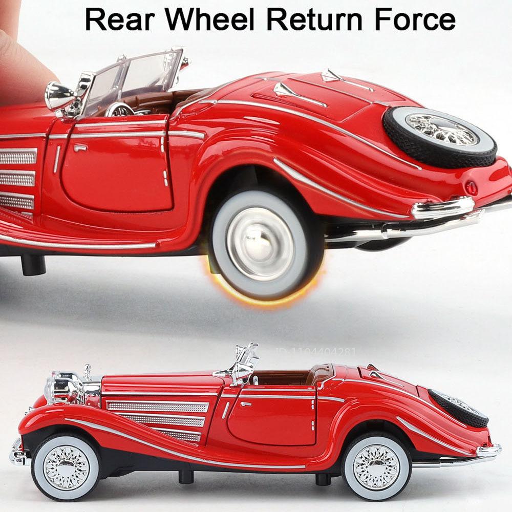 1:32 500k 300sl Model Toys Diecast Alloy Vintage Car Sound Light Pull Back Doors Opened Ornament Collectable Gift Adult Childre