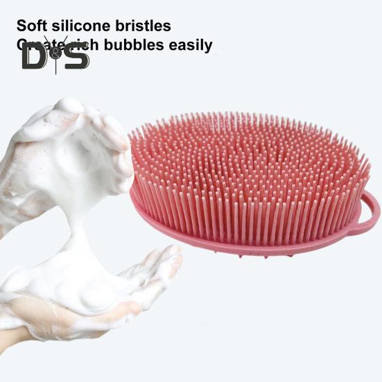 Bath Brush 2 in 1 Design Massage Cleansing Brush for Body And Head Silicone Body Exfoliating Scrubber with Anti-Slip Handle