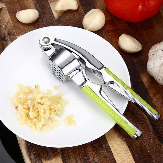 Multifunctional Zinc Alloy Garlic Press, Manual Garlic Mincer Squeezer for Home Kitchen Garlic Paste Making